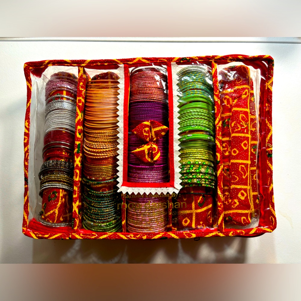 5 Roll Rectangle Bangle Cover Bag INDIAN Chudi Kangan Watch Travel Case Storage